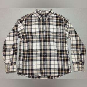 Eddie Bauer Black and White Plaid Button Down Shirt, Size L